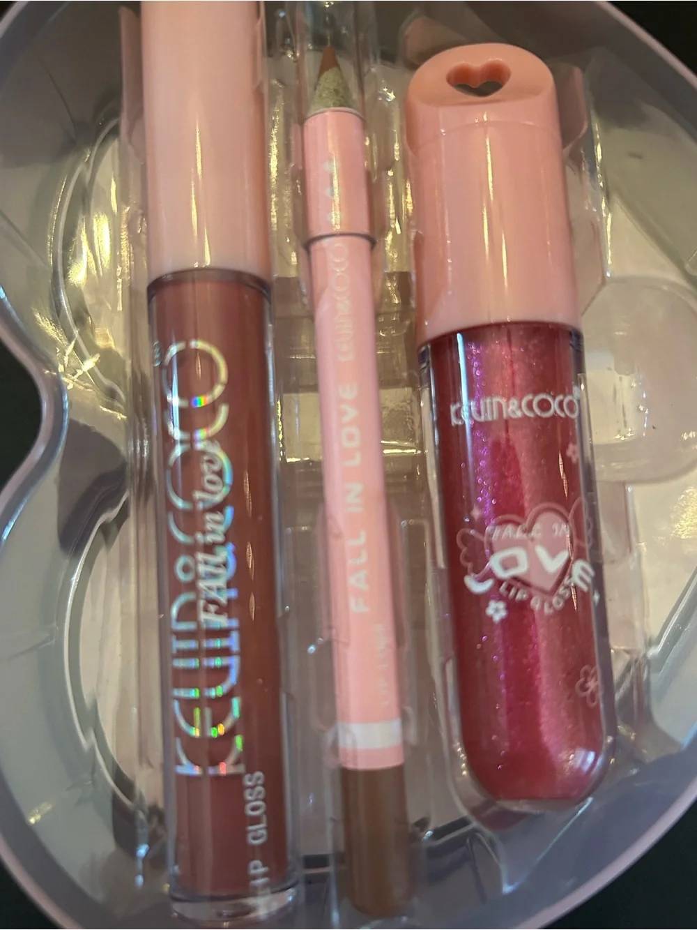 KEVIN & COCO Fall in Love Set 02 Lip Glosses & Liner Set - Roses Pink